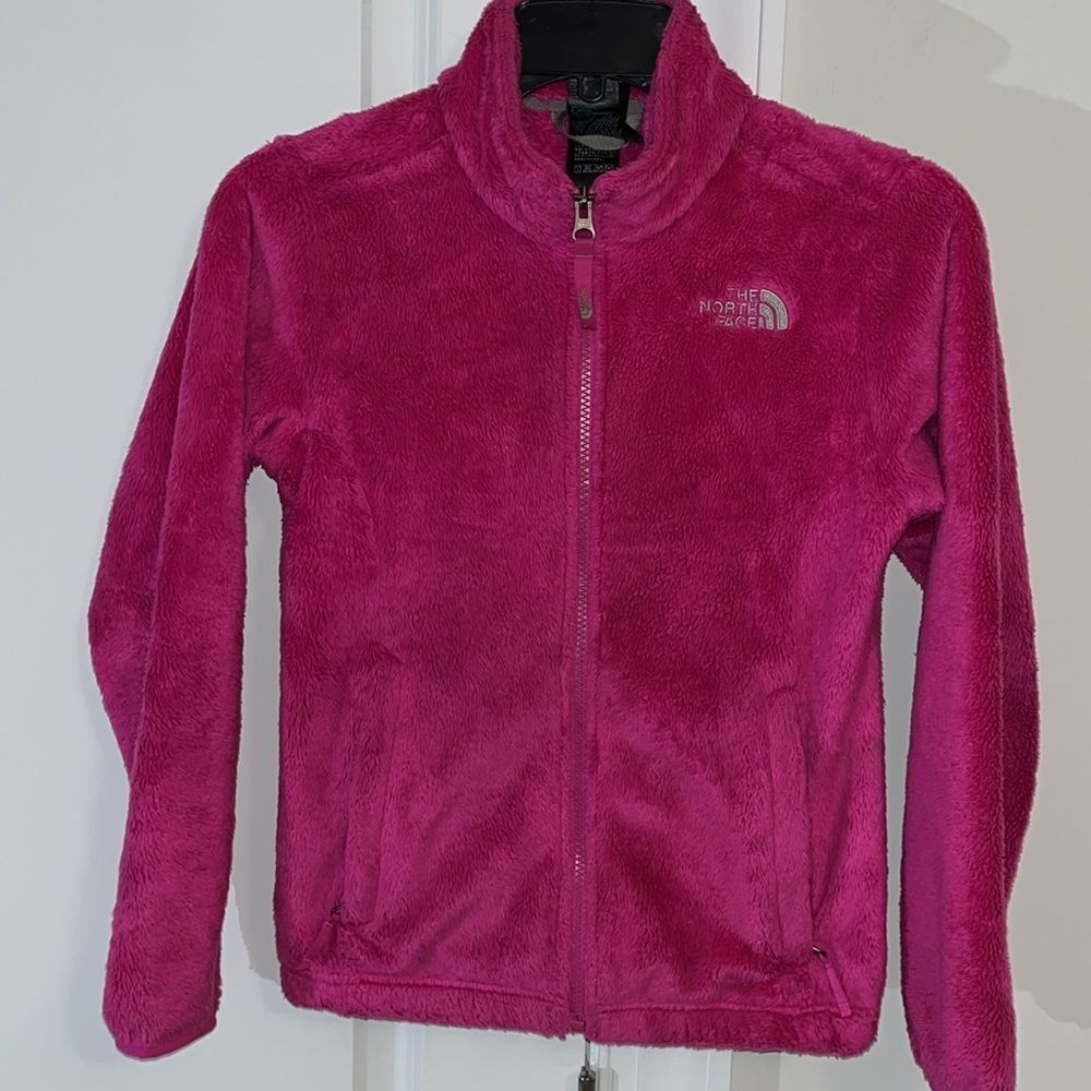Girls Youth The North Face Hot Pink Shag Worn Fleece Jacket w/marks M (10/12)